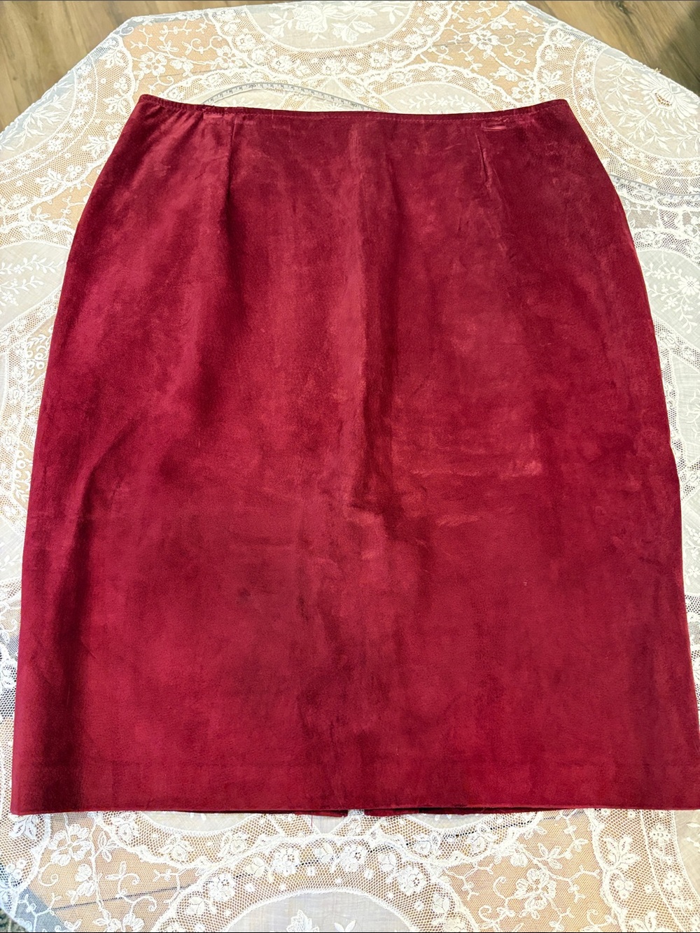 Danier Wine Suede Pencil Skirt